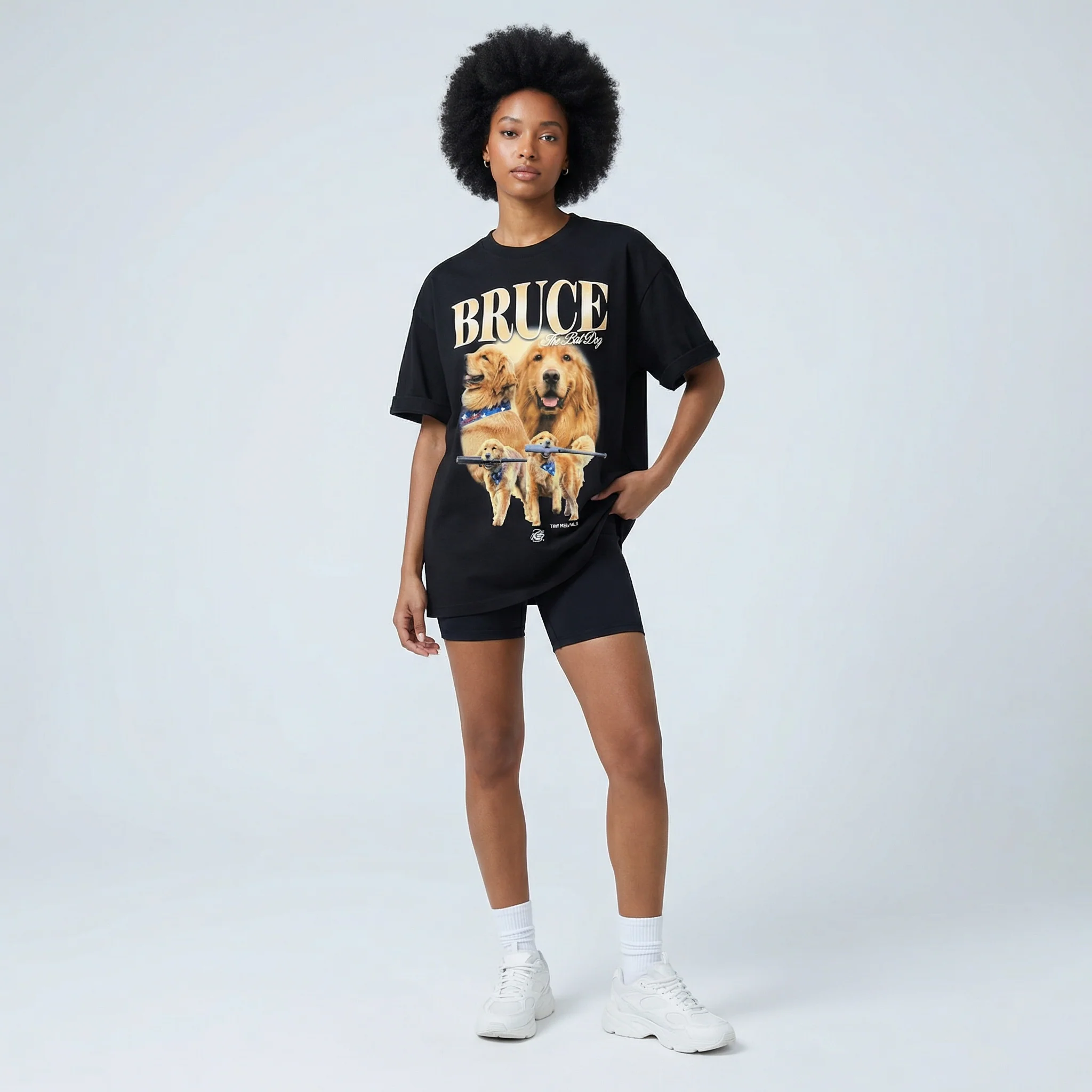 Bruce the Bat Dog 90s Graphic Tee - Image 4