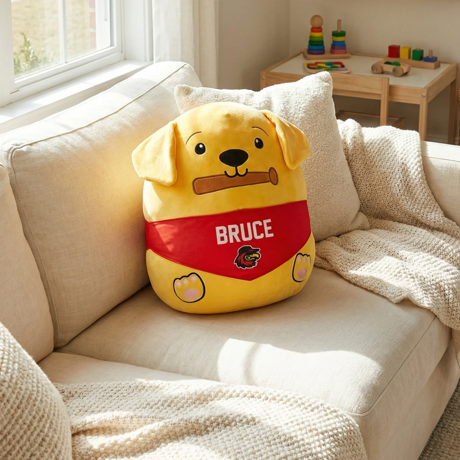 Bruce the Bat Dog Red Squish Pillow - Image 4