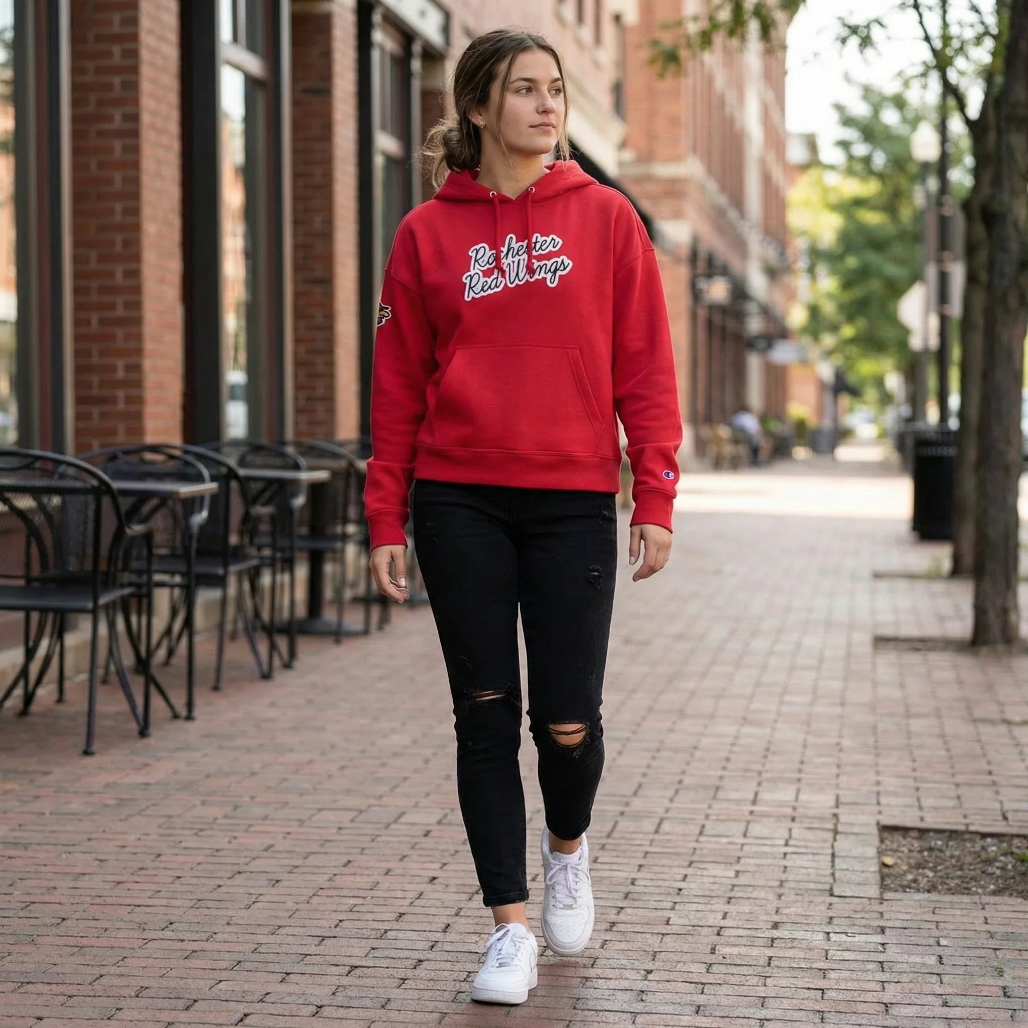Champion Womens Red Hoodie - Image 4