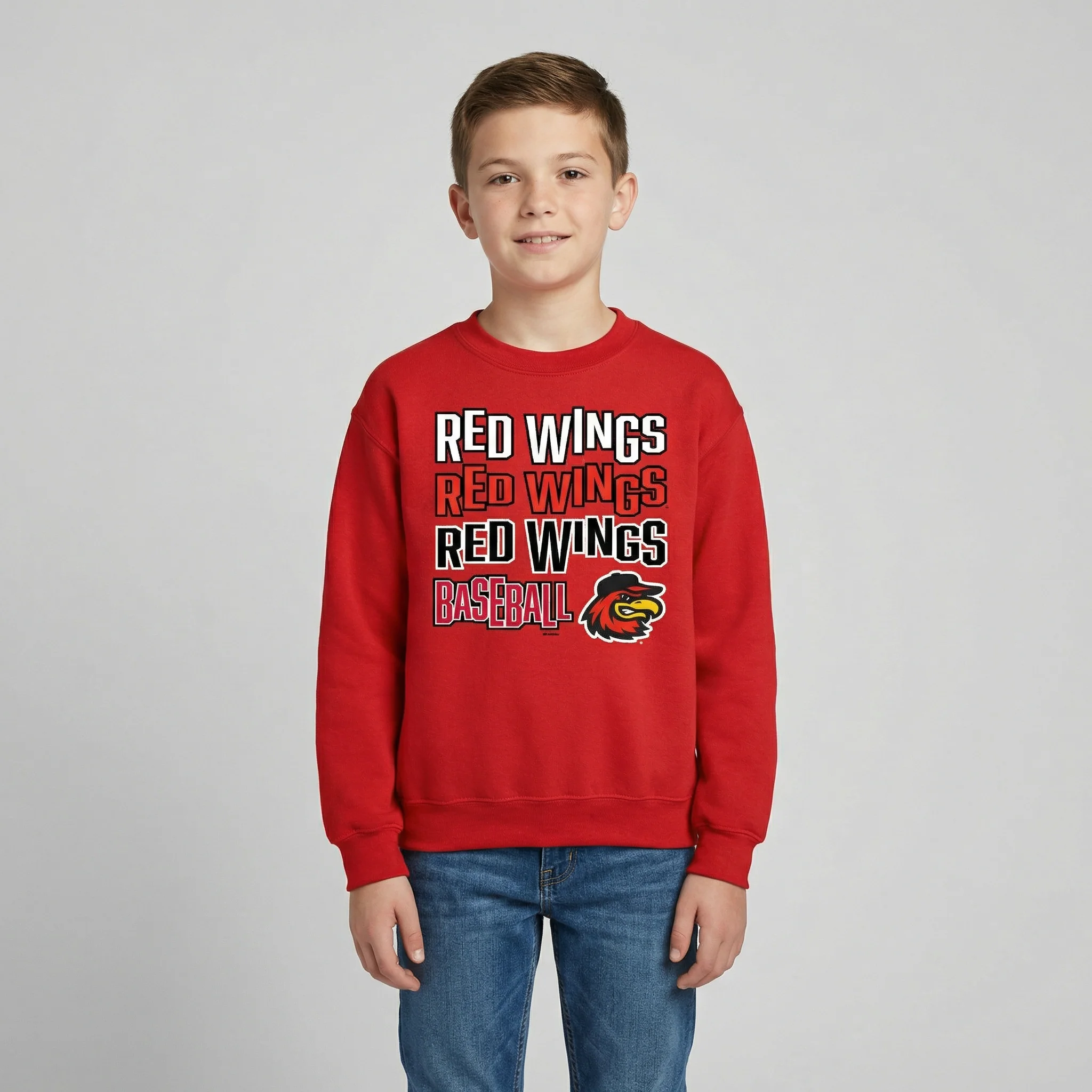 Youth Red Crewneck Sweatshirt - Image 2